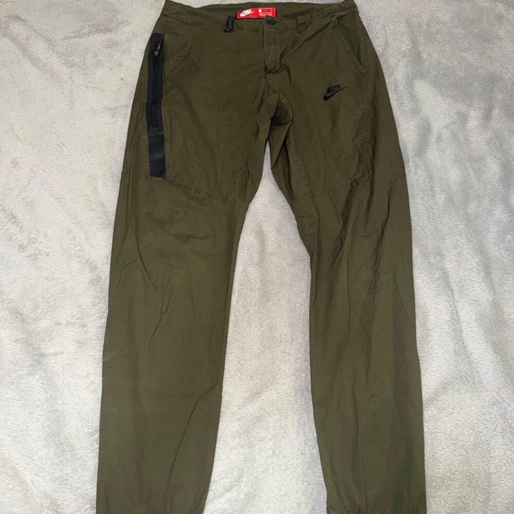 Nike Olive Green Cargo Pants Men’s 32 Utility Zip Pocket Ankle Cuff